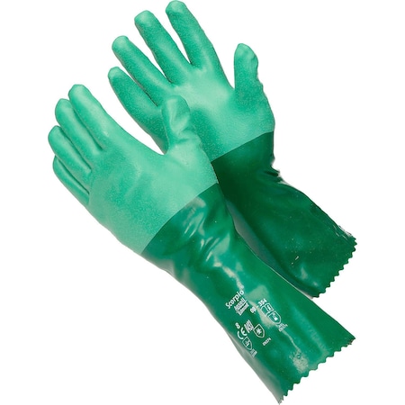 Ansell Chemical Resistant Gloves, Supported, 14 in L, Green, L, 1 PR ‭212516‬